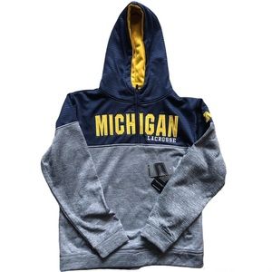 Michigan Wolverines 1/4 Zip Hoodie Youth L 16-18 Sweatshirt Lacrosse Go Blue